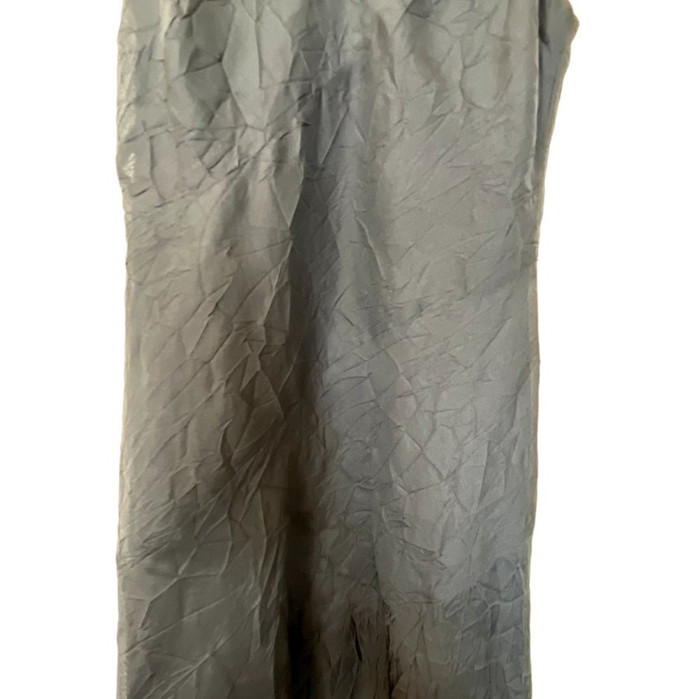 Vintage Banana Republic Charcoal Grey 100% Silk Crinkled Maxi Dress 2 - Picture 5 of 13